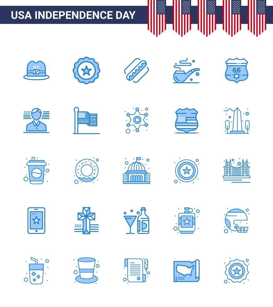 Pack of 25 creative USA Independence Day related Blues of security shield american american smoke Editable USA Day Vector Design Elements