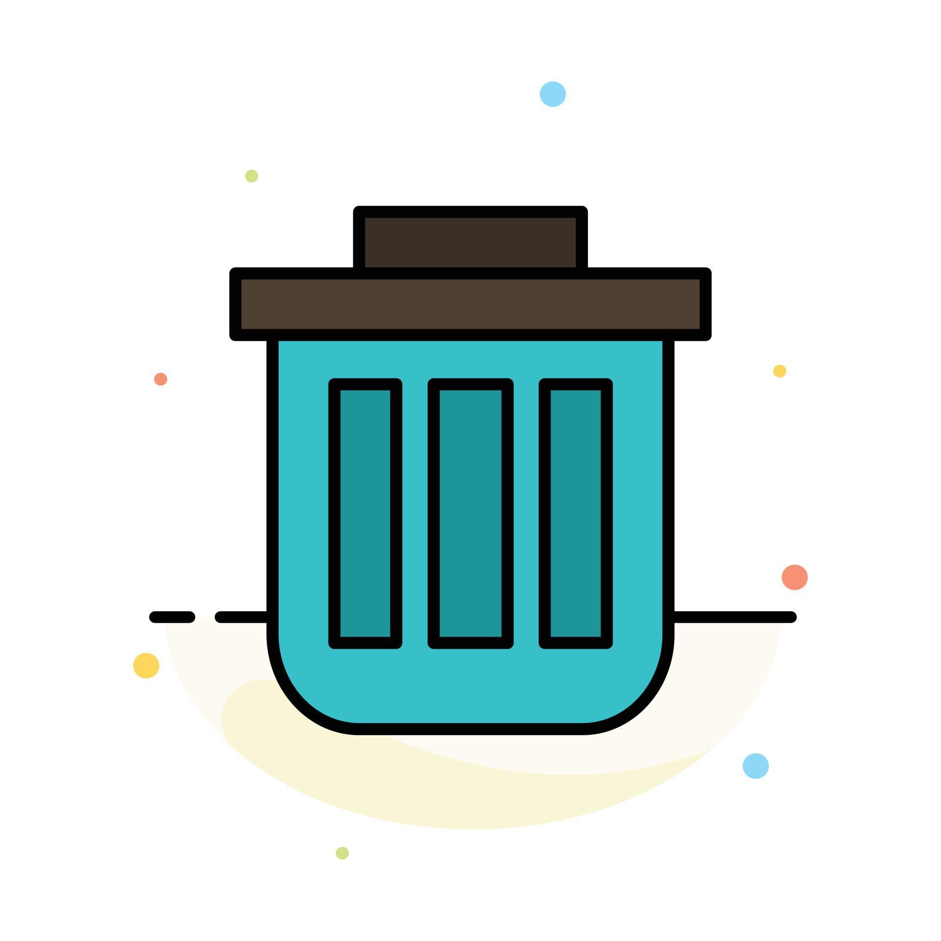 Trash Basket Bin Can Container Dustbin Office Abstract Flat Color Icon