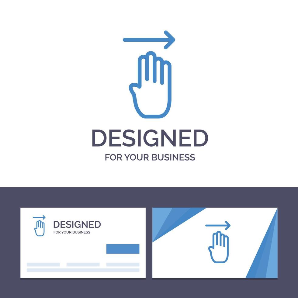 Creative Business Card and Logo template Finger Four Gesture Right Vector Illustration