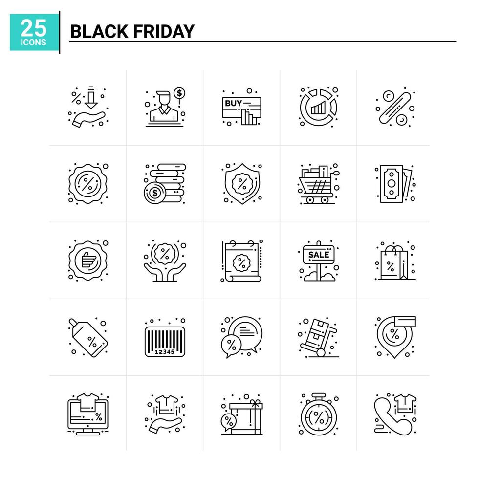 25 Black Friday icon set vector background