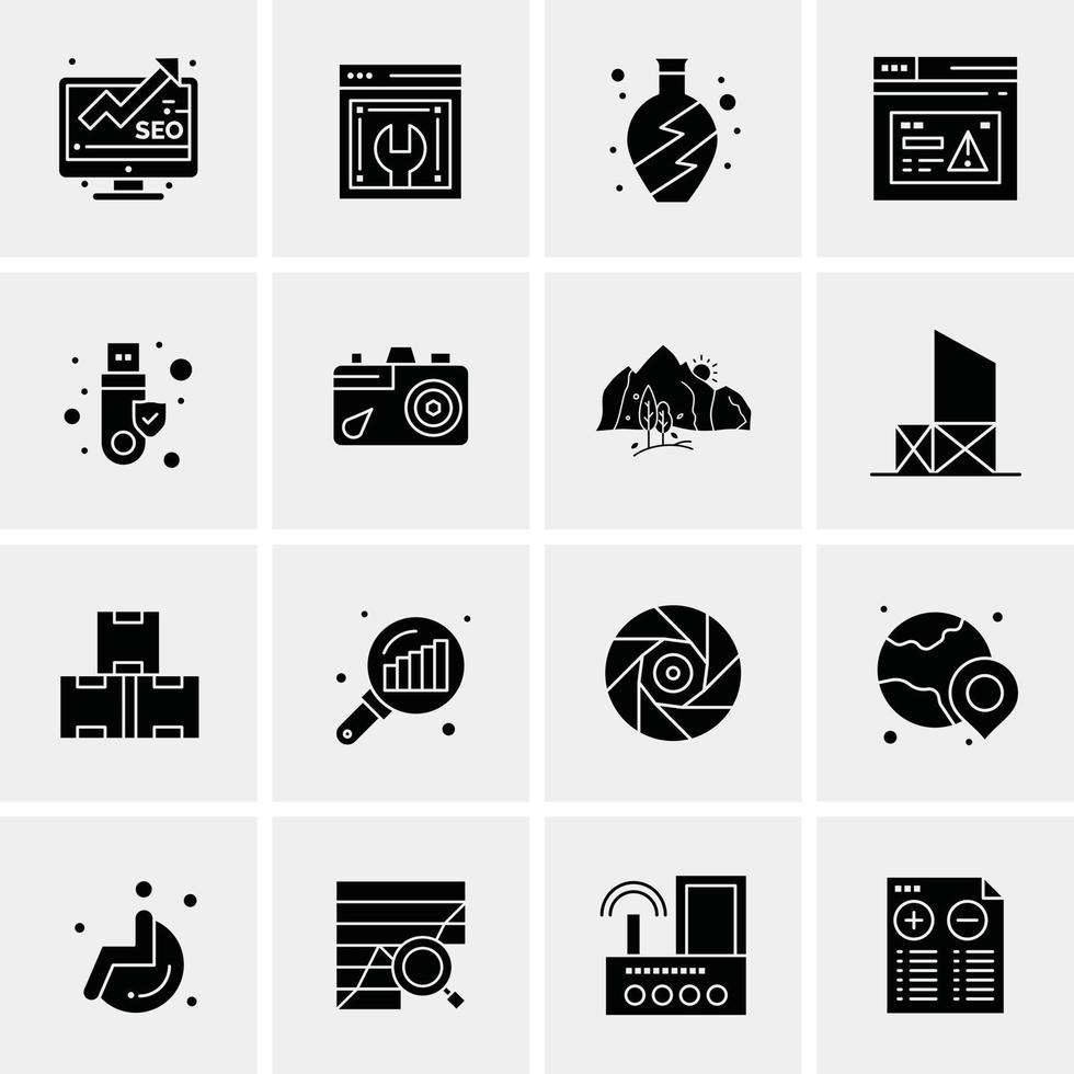 16 iconos universales de negocios vector ilustración de icono creativo para usar en proyectos relacionados con la web y dispositivos móviles