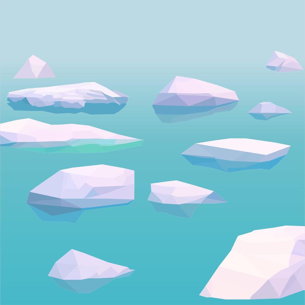 el hielo flota como un iceberg. glaciar en la superficie del agua azul congelada. vector