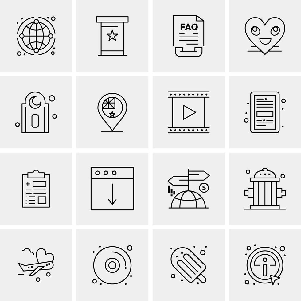 16 iconos universales de negocios vector ilustración de icono creativo para usar en proyectos relacionados con la web y dispositivos móviles