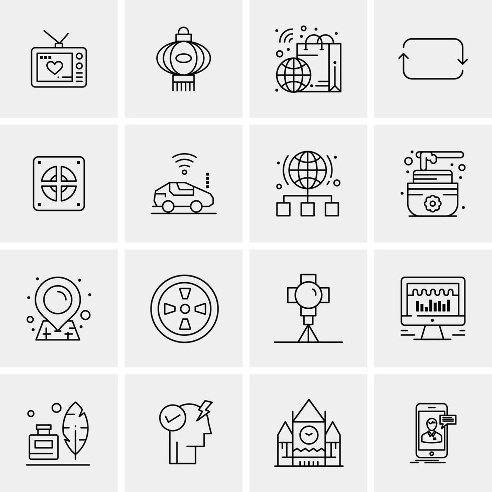 16 iconos universales de negocios vector ilustración de icono creativo para usar en proyectos relacionados con la web y dispositivos móviles