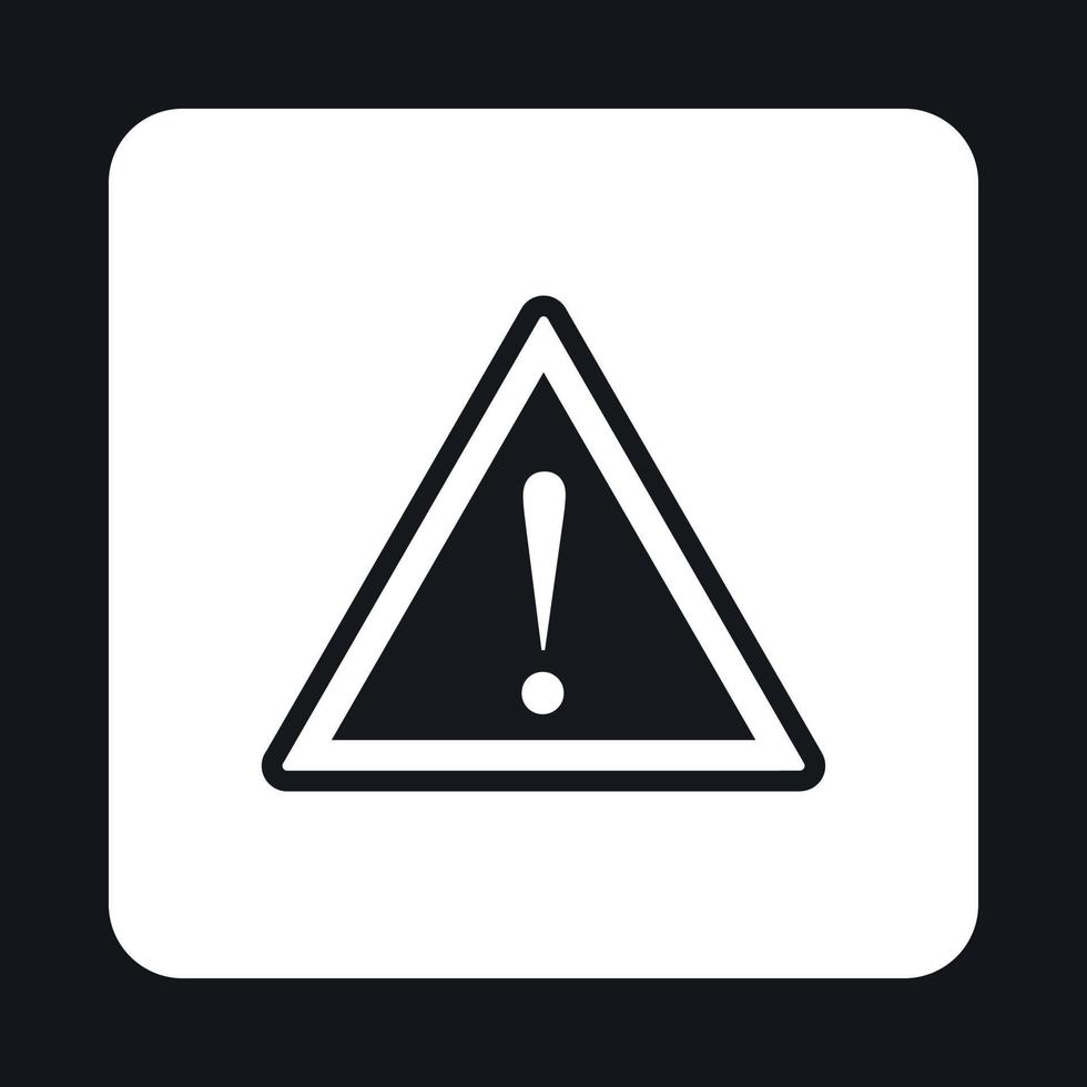 Road sign warning icon, simple style vector