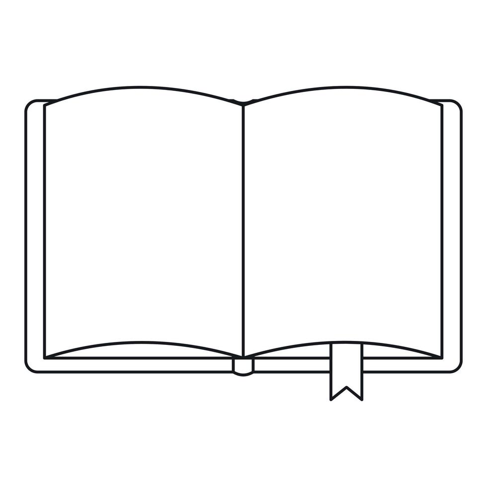 Open book with bookmark icon, outline style vector