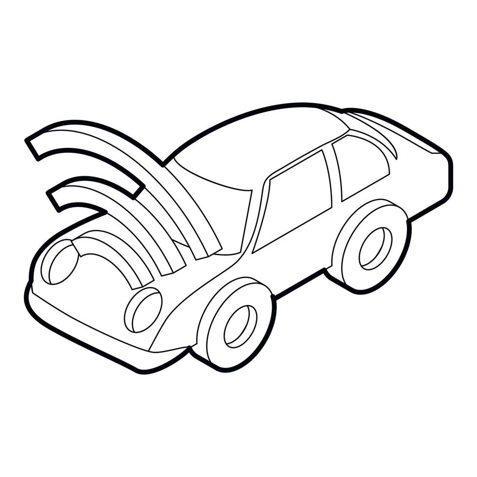 Car with wifi sign icon, outline style vector