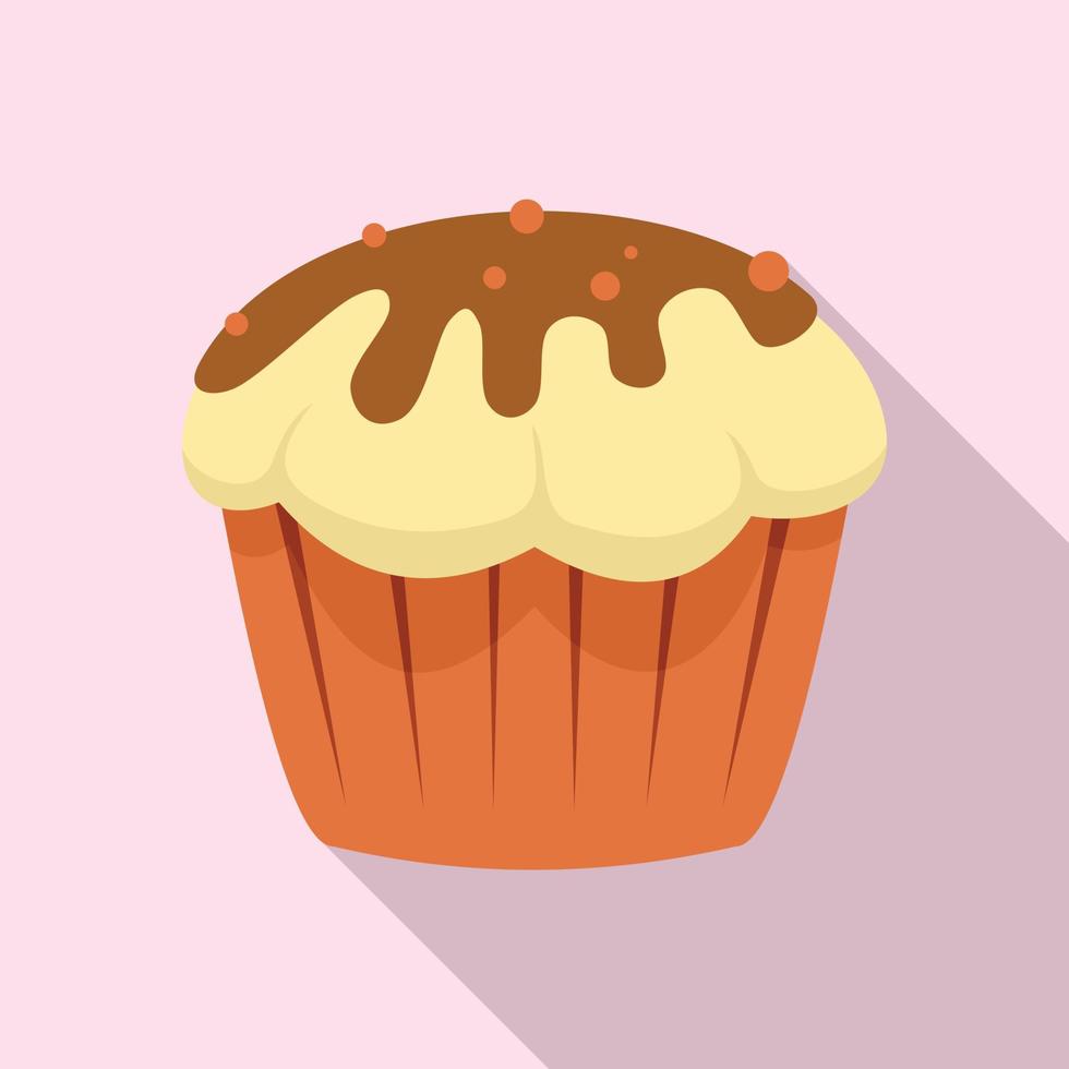 icono de cupcake, tipo plano vector