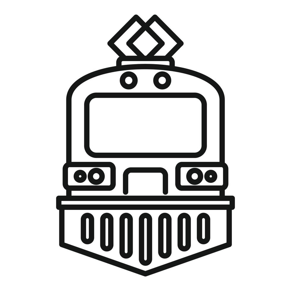 icono de tren eléctrico urbano, estilo de contorno vector