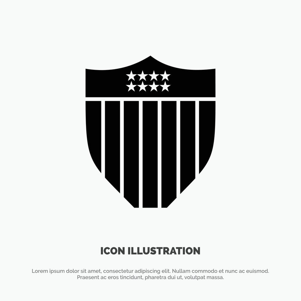 American Shield Security Usa solid Glyph Icon vector