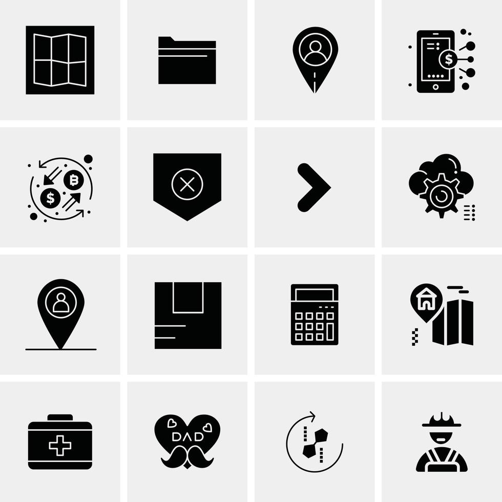 16 iconos universales de negocios vector ilustración de icono creativo para usar en proyectos relacionados con la web y dispositivos móviles