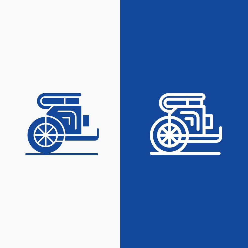 Chariot Horses Old Prince Greece Line and Glyph Solid icon Blue banner Line and Glyph Solid icon Blue banner vector