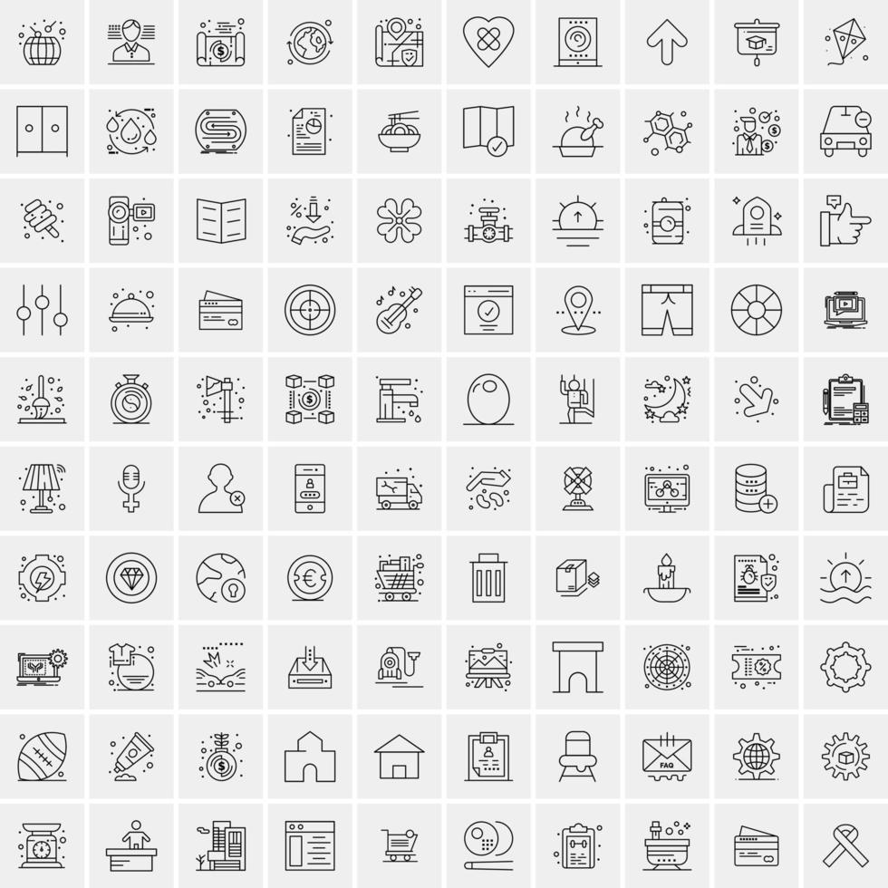 Set of 100 Creative Business Line Icons vector