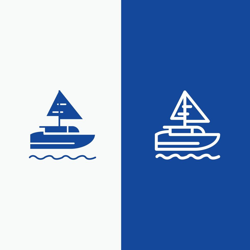 barco barco país indio línea y glifo icono sólido bandera azul línea y glifo icono sólido bandera azul vector