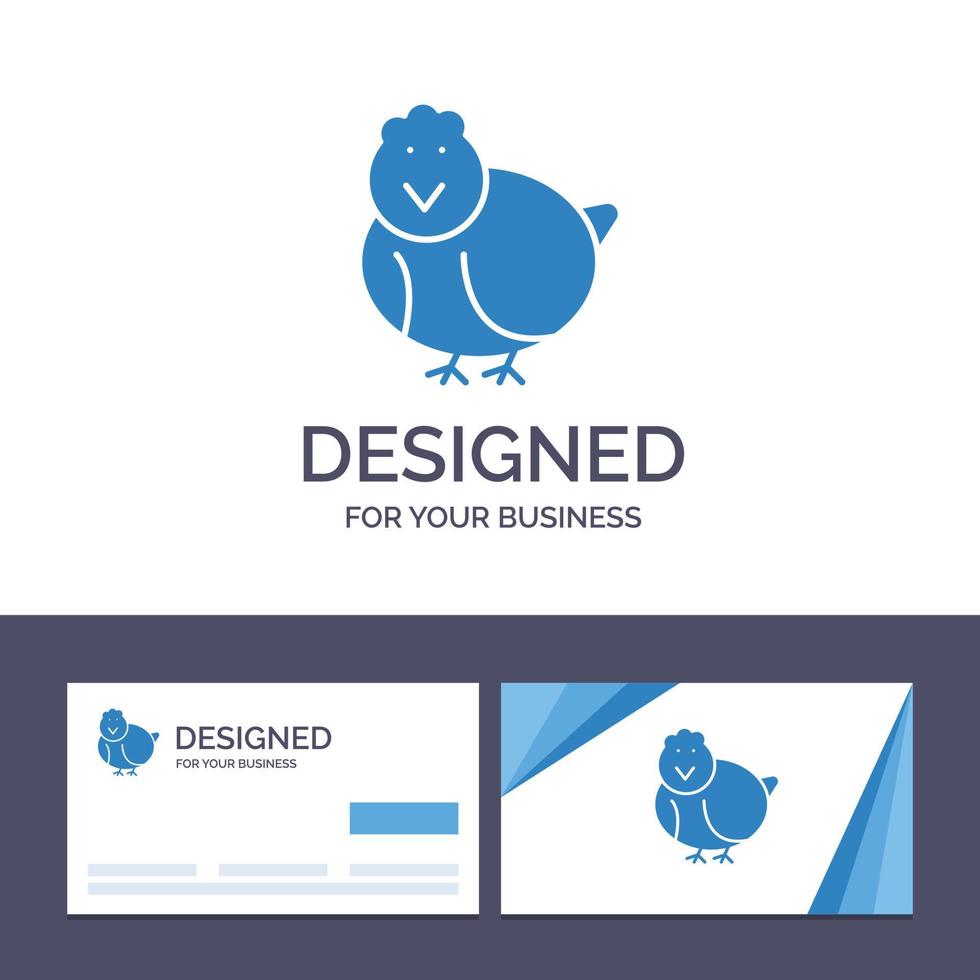 tarjeta de visita creativa y plantilla de logotipo pollo pascua bebé feliz vector ilustración