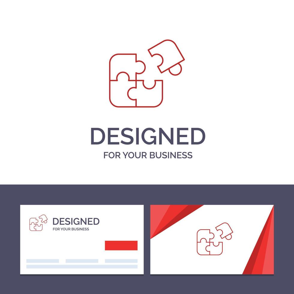 tarjeta de visita creativa y plantilla de logotipo rompecabezas de negocios pieza de coincidencia ilustración de vector de éxito