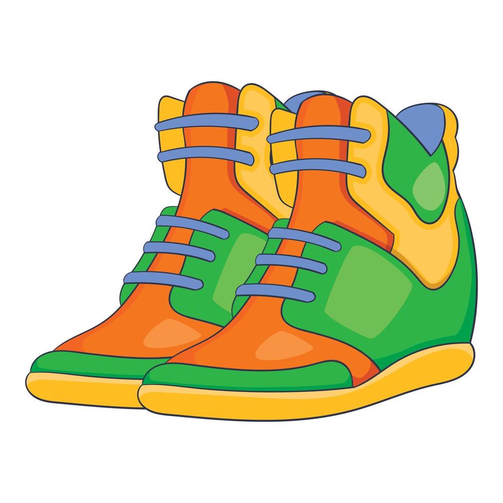 Womens autumn sneakers icon, cartoon style vector