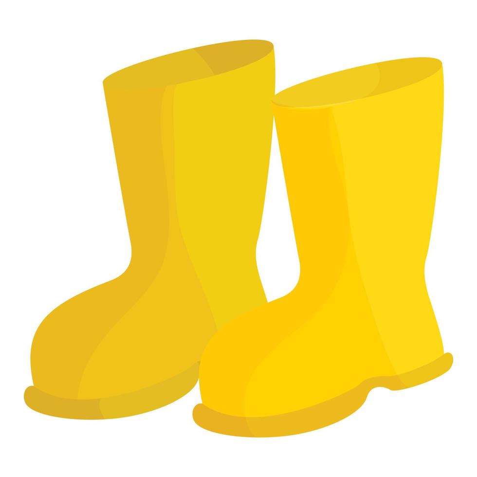 icono de botas de goma amarillas, estilo de dibujos animados vector