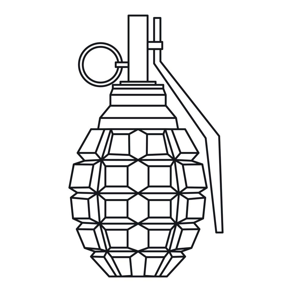 granada de mano, icono de explosión de bomba, estilo de esquema vector