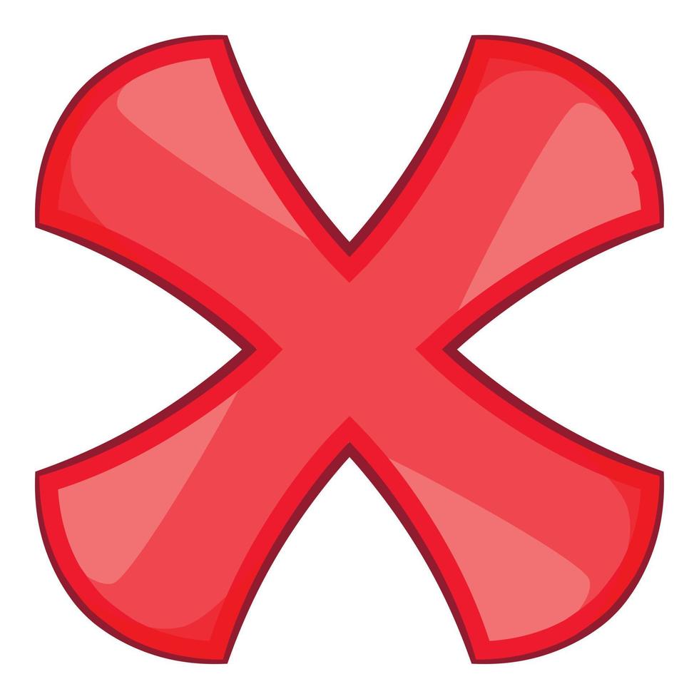 Red cross sign icon, cartoon style vector