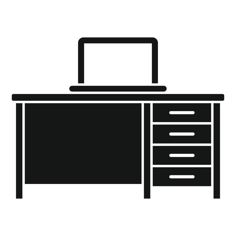 Laptop desktop icon, simple style vector