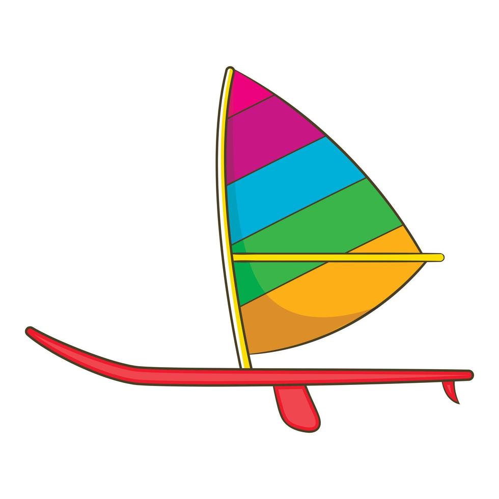 Sport boat with a sail icon, cartoon style vector