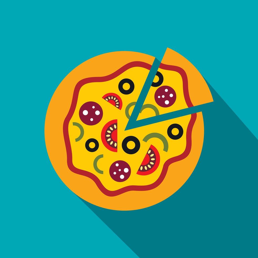 Italian pizza icon, flat style vector