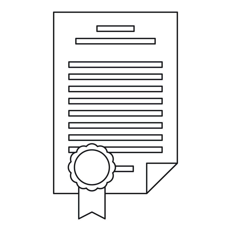 Insurance document icon, outline style vector