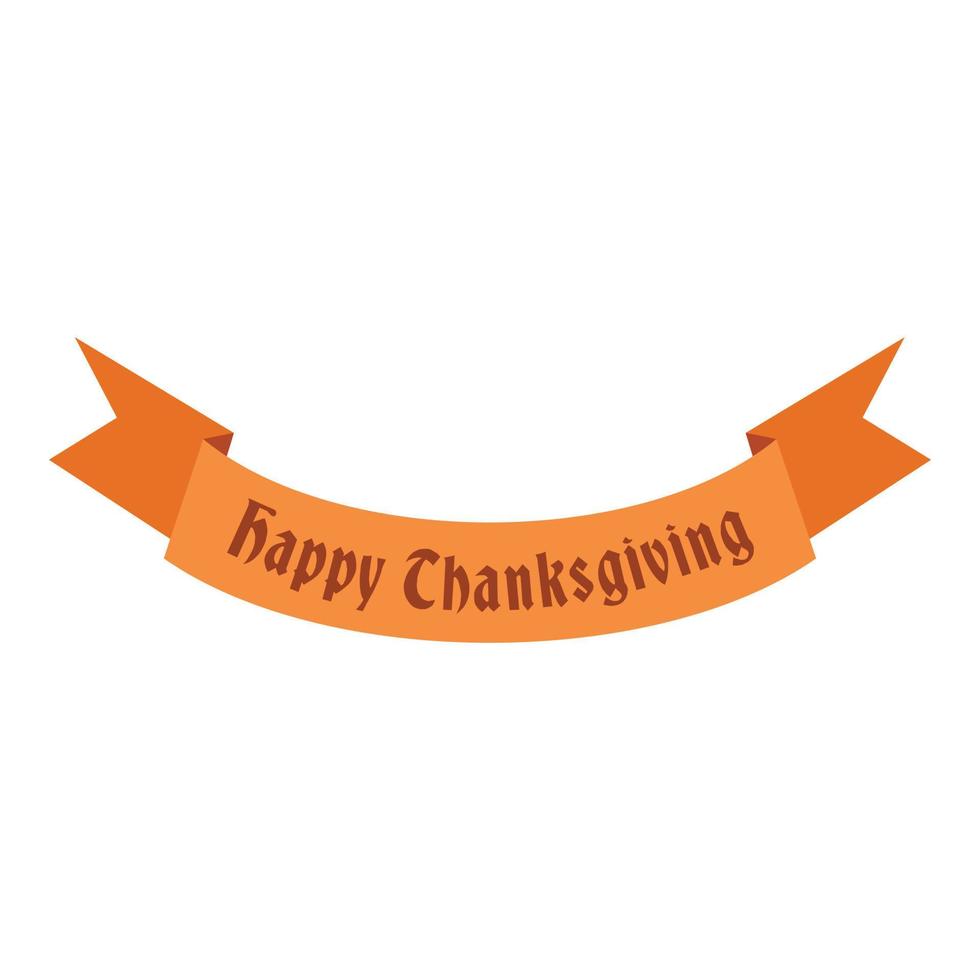 Ribbon happy thanksgiving icon, flat style vector