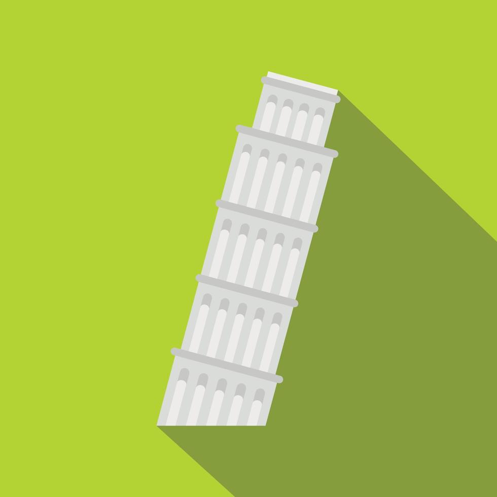 Pisa Tower icon, flat style vector