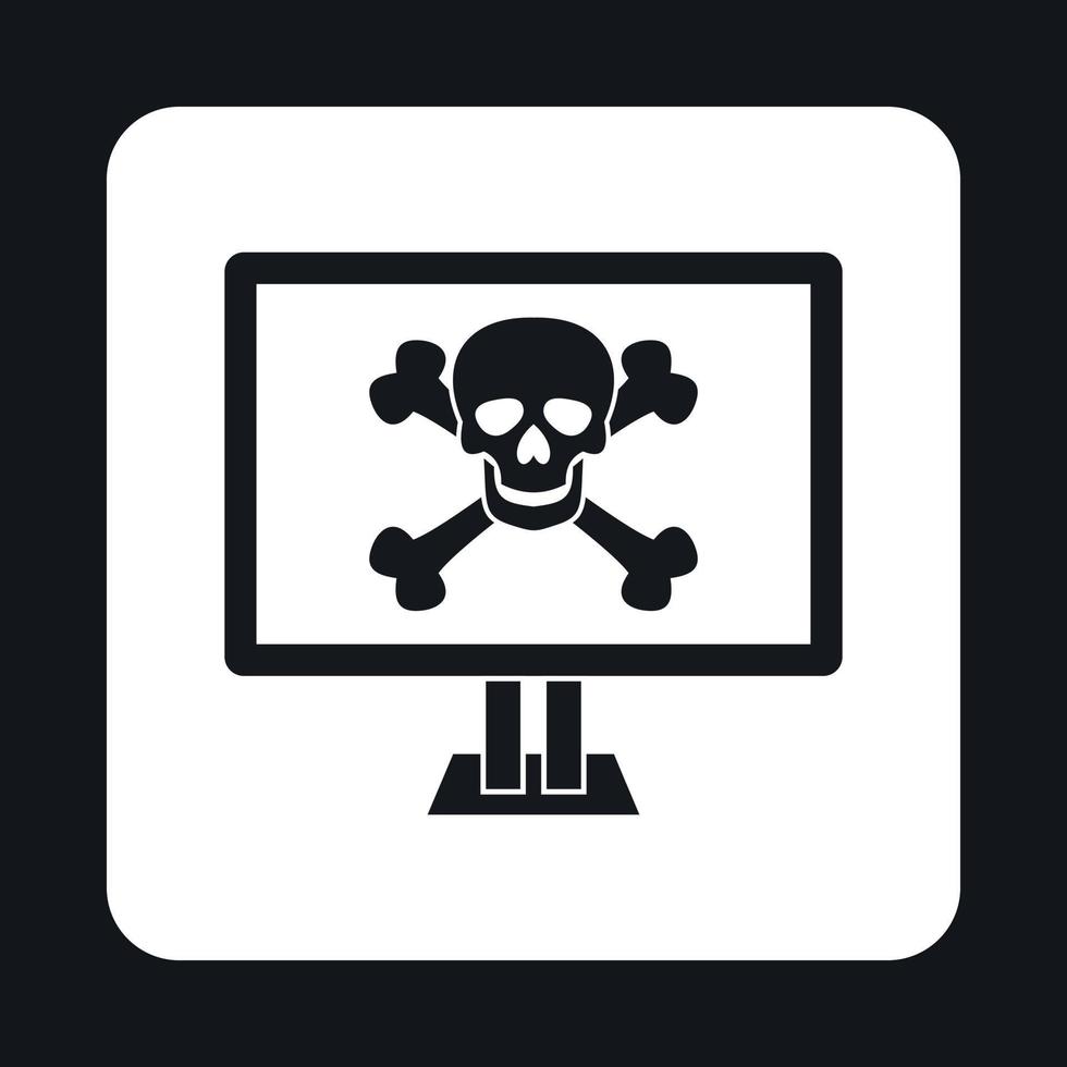 Virus on computer icon, simple style vector