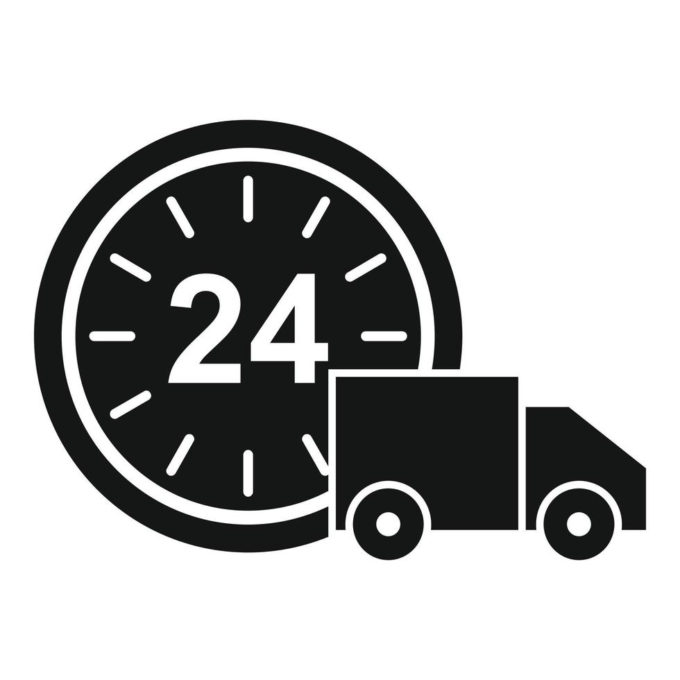 Icono de entrega a domicilio las 24 horas, estilo simple vector