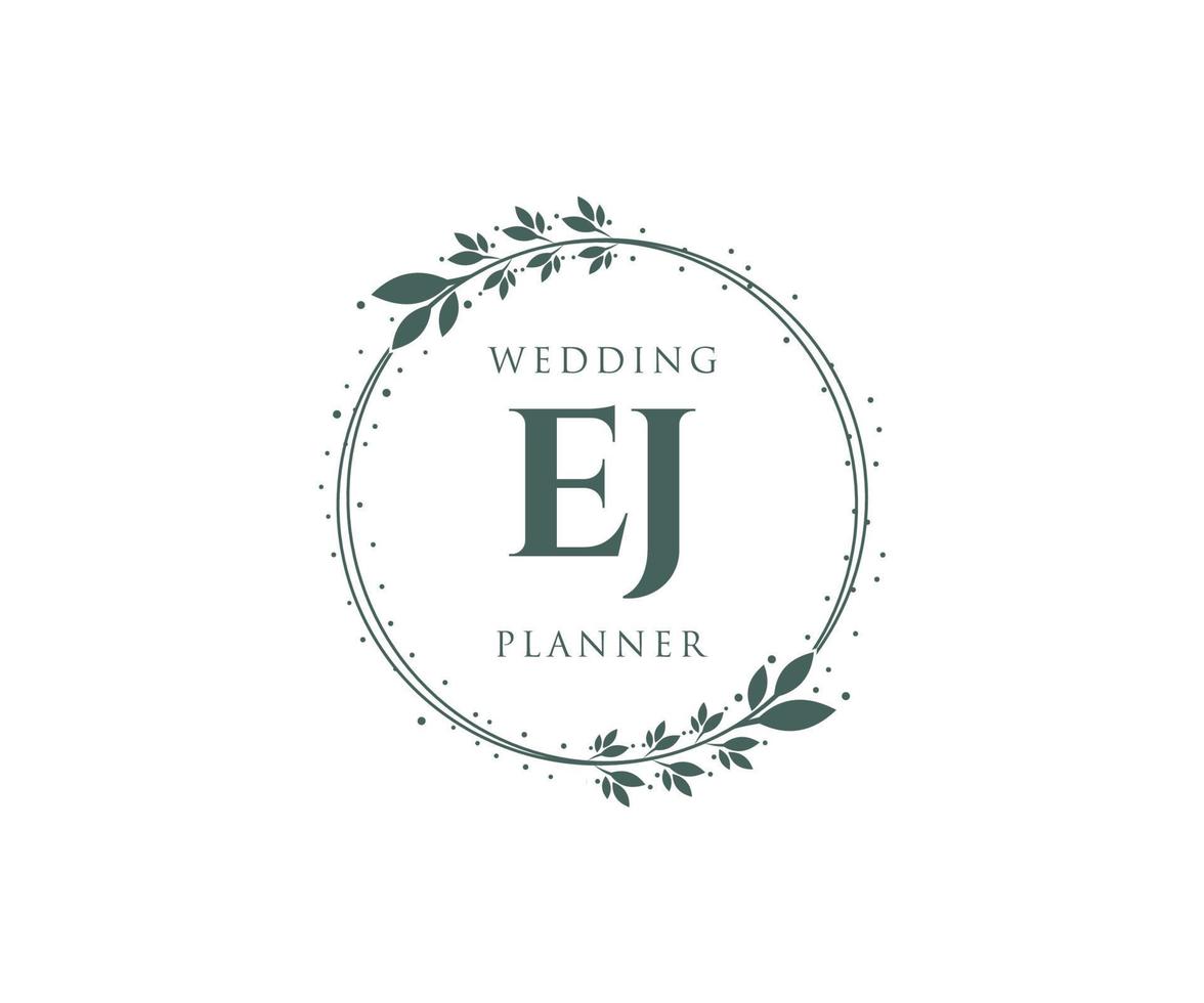 colección de logotipos de monograma de boda con letras iniciales ej, plantillas florales y minimalistas modernas dibujadas a mano para tarjetas de invitación, guardar la fecha, identidad elegante para restaurante, boutique, café en vector