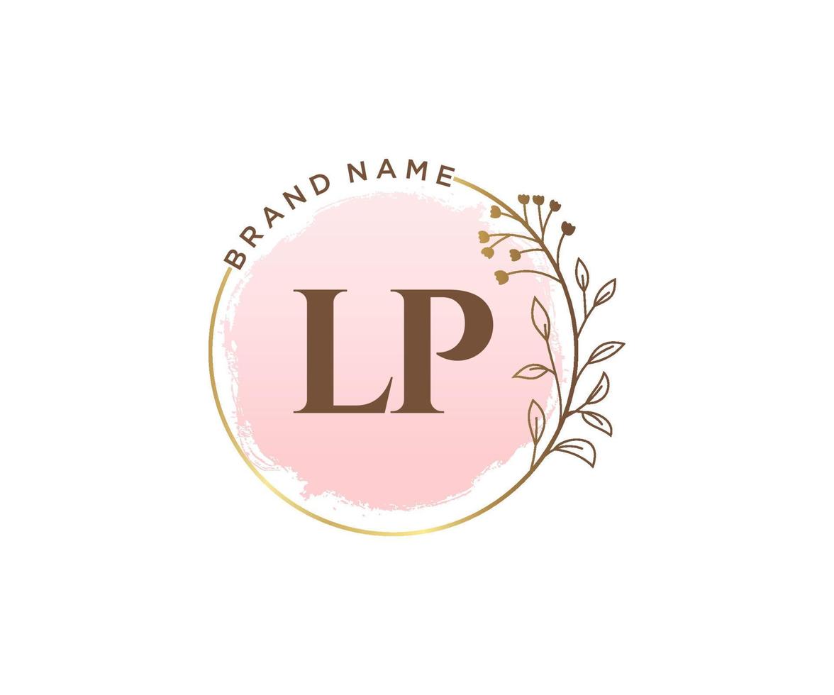 logotipo femenino inicial lp. utilizable para logotipos de naturaleza, salón, spa, cosmética y belleza. elemento de plantilla de diseño de logotipo de vector plano.