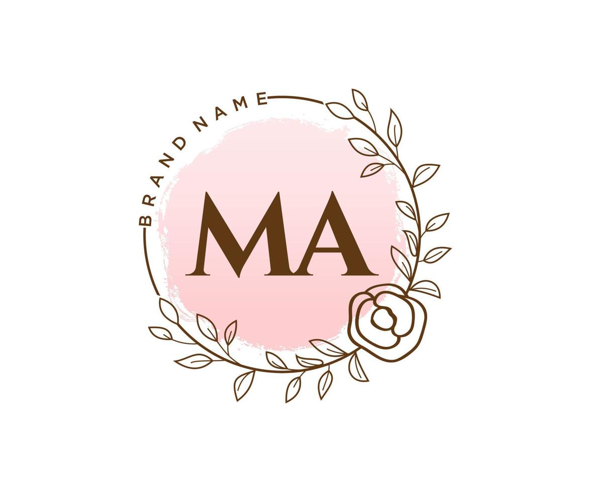 Initial MA feminine logo. Usable for Nature, Salon, Spa, Cosmetic and Beauty Logos. Flat Vector Logo Design Template Element.