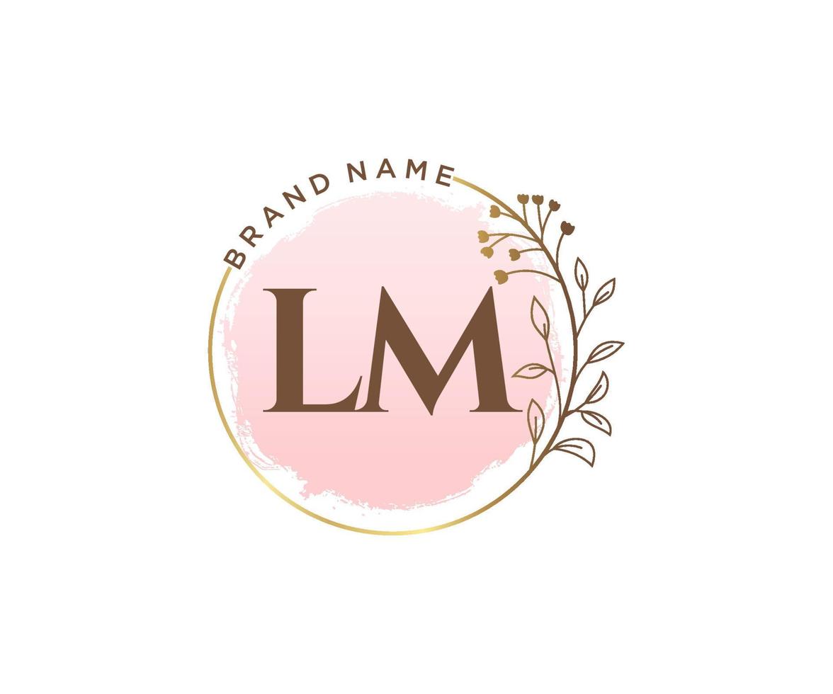 Initial LM feminine logo. Usable for Nature, Salon, Spa, Cosmetic and Beauty Logos. Flat Vector Logo Design Template Element.