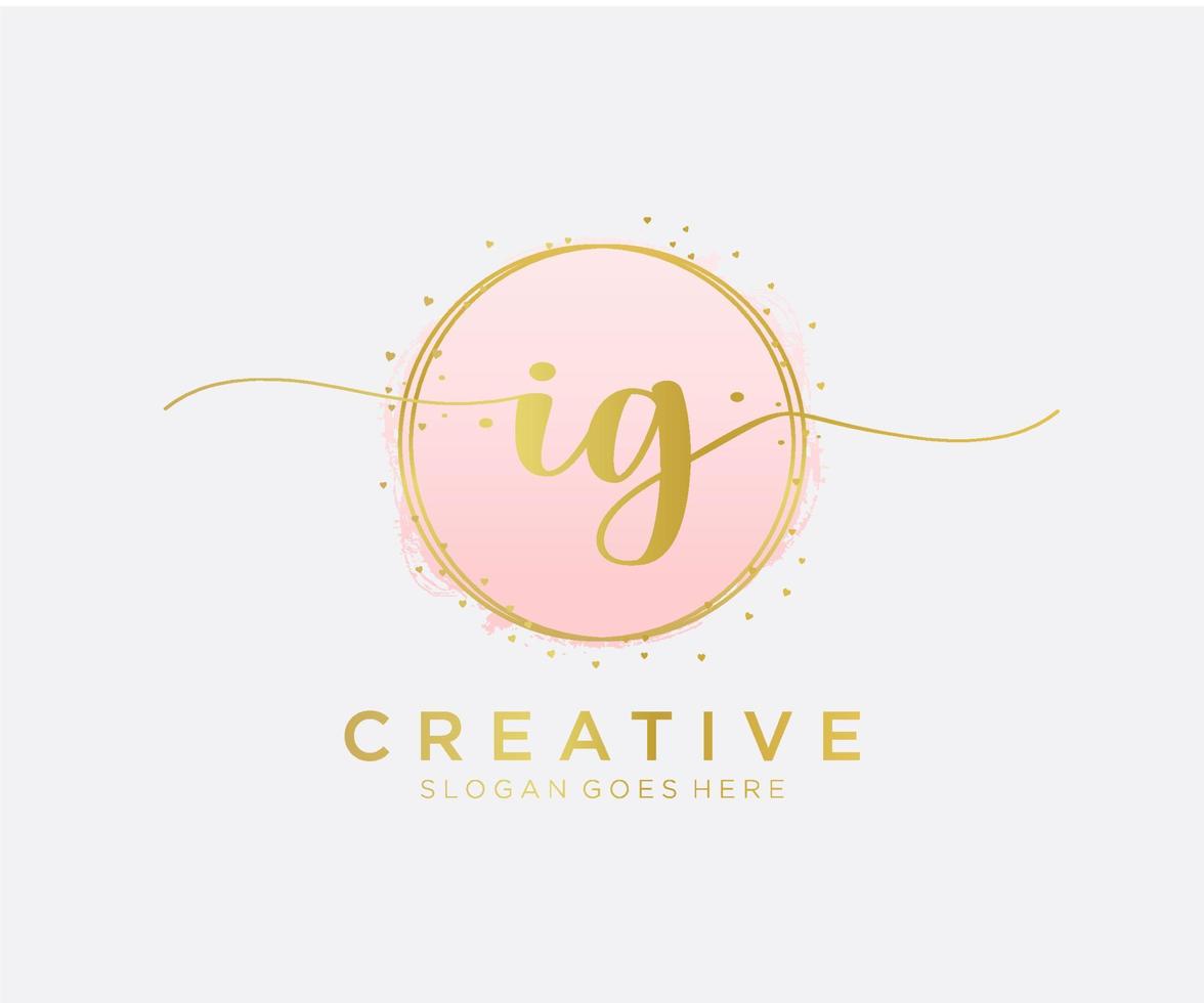 Initial IG feminine logo. Usable for Nature, Salon, Spa, Cosmetic and Beauty Logos. Flat Vector Logo Design Template Element.