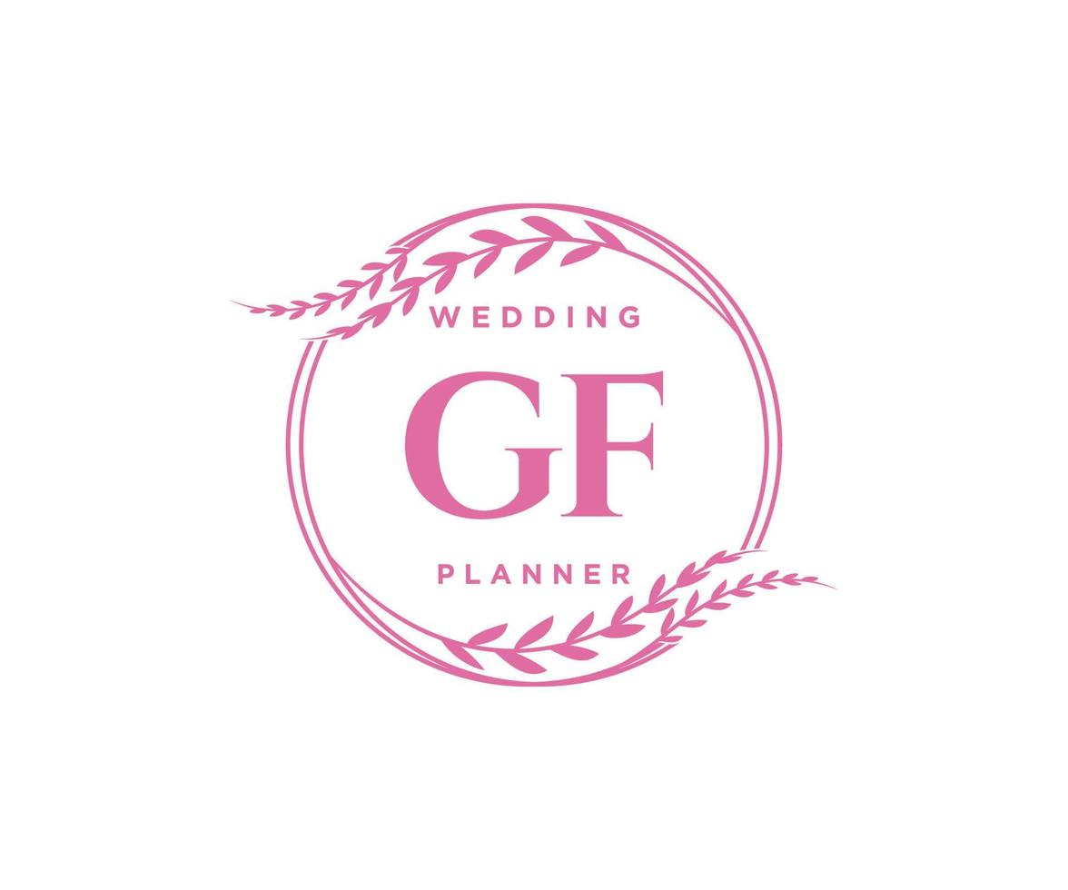 colección de logotipos de monogramas de boda con letras iniciales gf, plantillas florales y minimalistas modernas dibujadas a mano para tarjetas de invitación, guardar la fecha, identidad elegante para restaurante, boutique, café en vectores