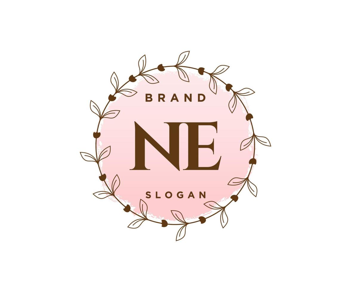 Initial NE feminine logo. Usable for Nature, Salon, Spa, Cosmetic and Beauty Logos. Flat Vector Logo Design Template Element.