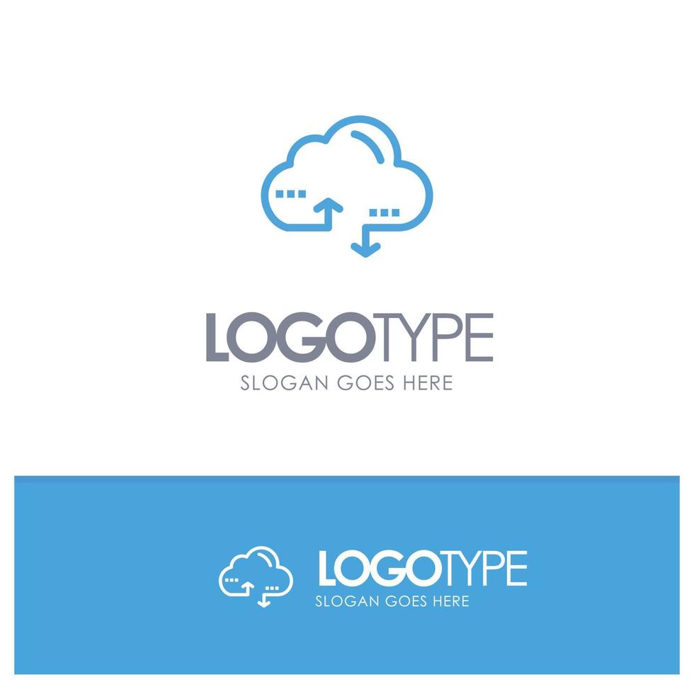 Cloud Computing Link Data Blue Logo Line Style vector