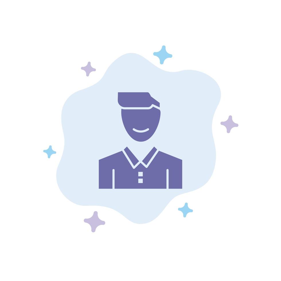 avatar cliente cara feliz hombre persona usuario icono azul sobre fondo de nube abstracta vector