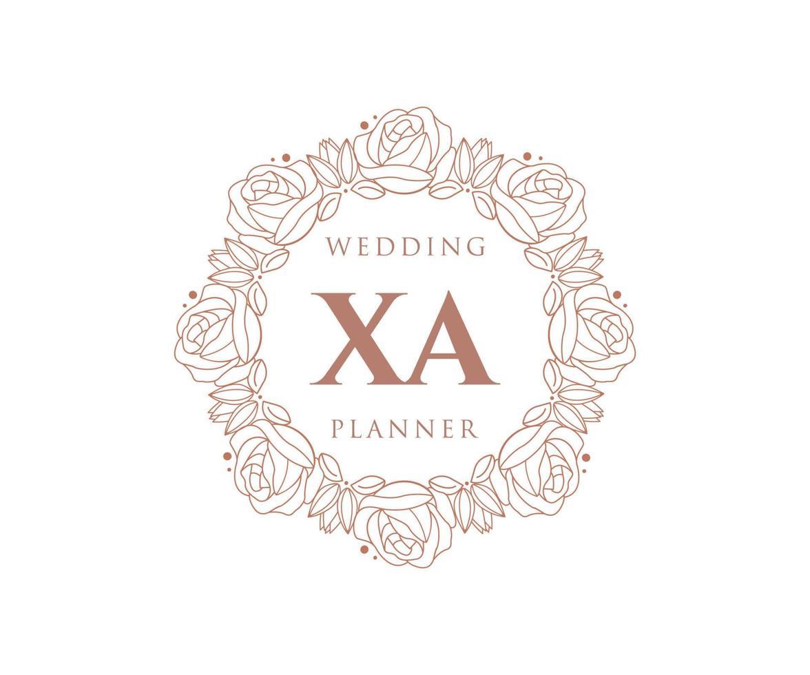 colección de logotipos de monograma de boda con letras iniciales xa, plantillas florales y minimalistas modernas dibujadas a mano para tarjetas de invitación, guardar la fecha, identidad elegante para restaurante, boutique, café en vector