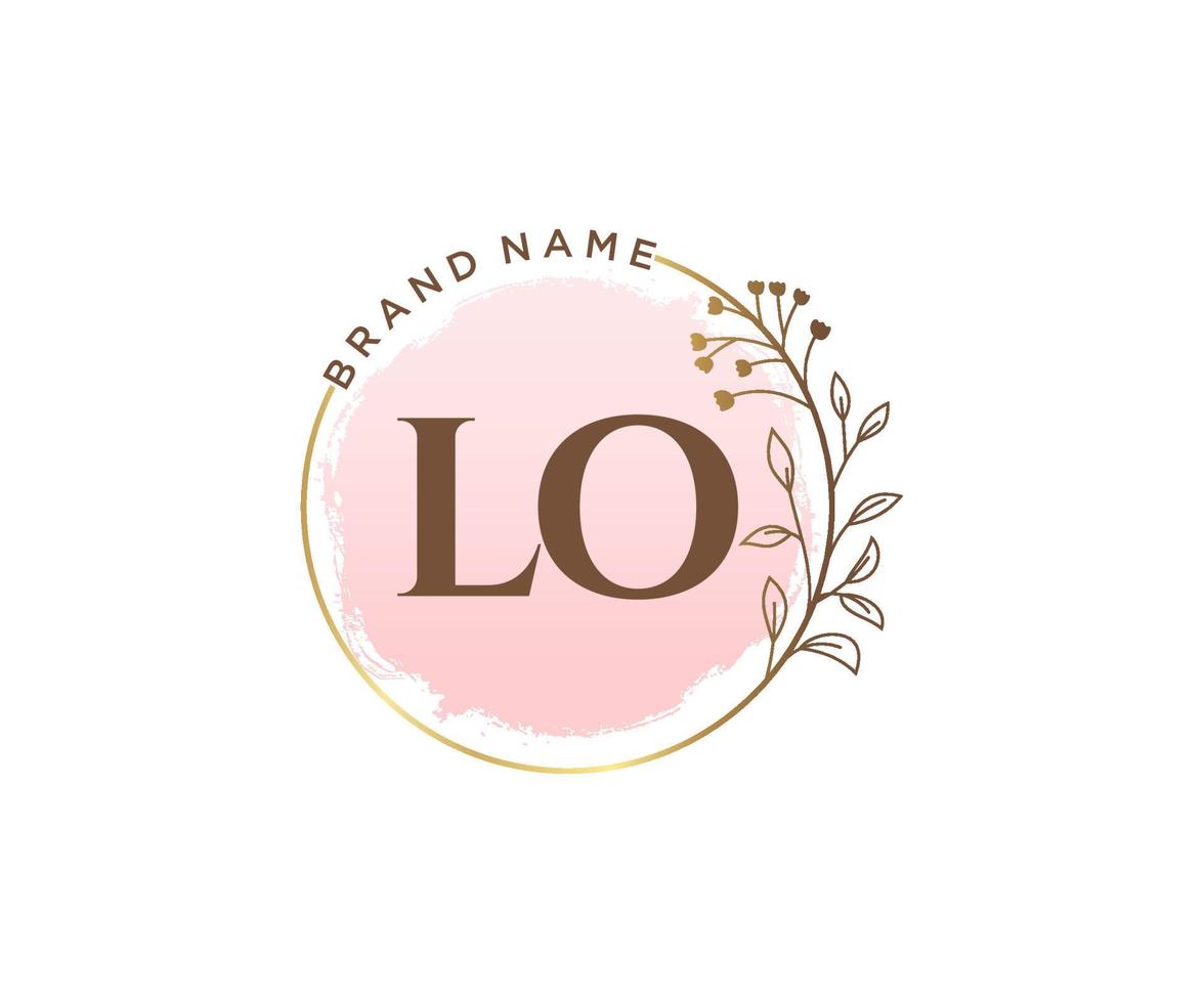 Initial LO feminine logo. Usable for Nature, Salon, Spa, Cosmetic and Beauty Logos. Flat Vector Logo Design Template Element.