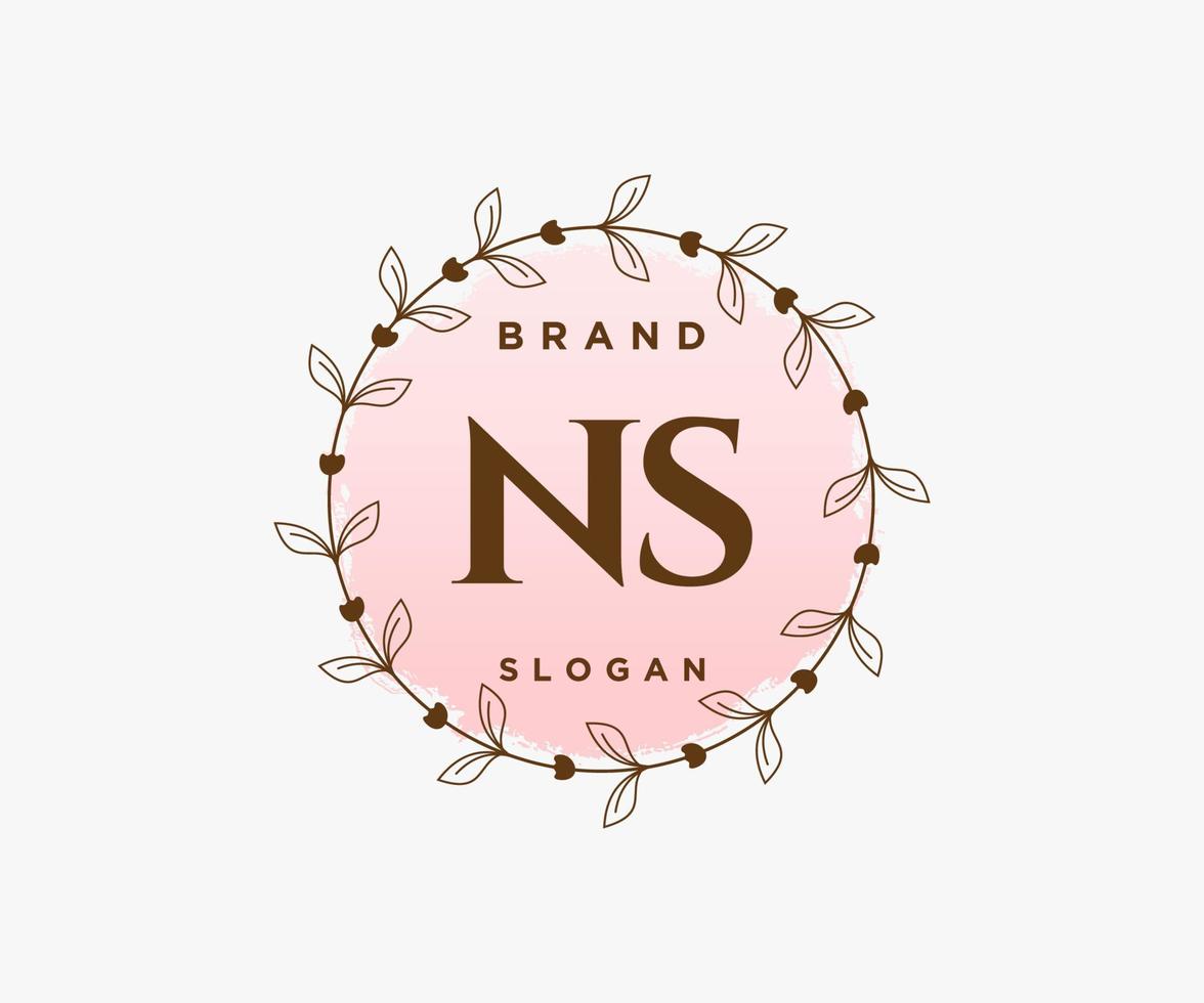 Initial NS feminine logo. Usable for Nature, Salon, Spa, Cosmetic and Beauty Logos. Flat Vector Logo Design Template Element.