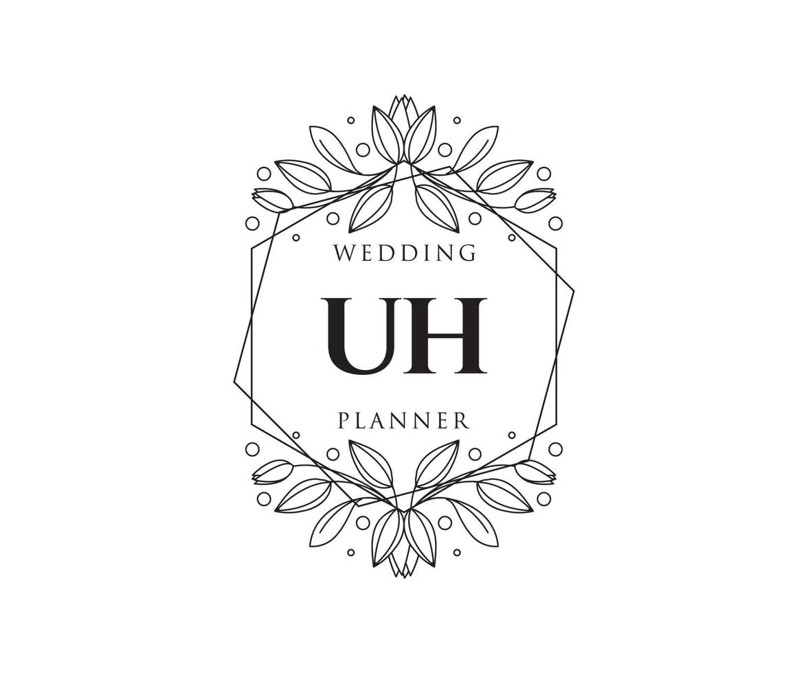 colección de logotipos de monograma de boda con letras iniciales, plantillas florales y minimalistas modernas dibujadas a mano para tarjetas de invitación, guardar la fecha, identidad elegante para restaurante, boutique, café en vector