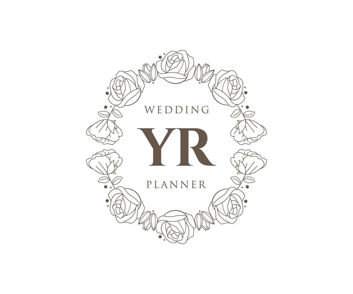 colección de logotipos de monograma de boda con letras iniciales de año, plantillas florales y minimalistas modernas dibujadas a mano para tarjetas de invitación, guardar la fecha, identidad elegante para restaurante, boutique, café en vector