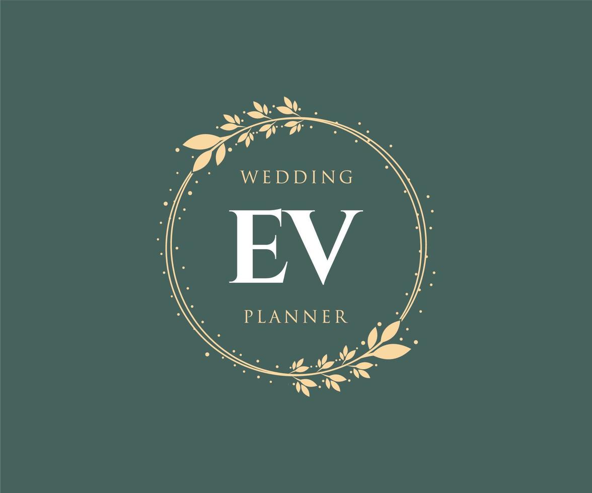 EV Initials letter Wedding monogram logos collection, hand drawn modern minimalistic and floral templates for Invitation cards, Save the Date, elegant identity for restaurant, boutique, cafe in vector