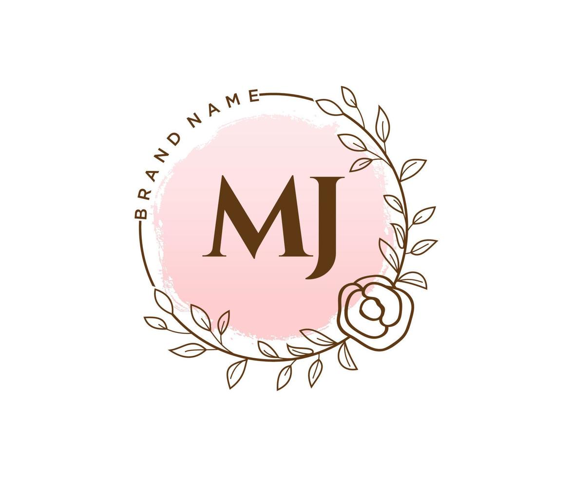 Initial MJ feminine logo. Usable for Nature, Salon, Spa, Cosmetic and Beauty Logos. Flat Vector Logo Design Template Element.