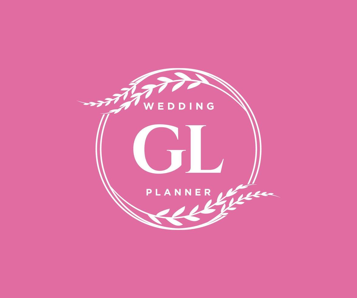 colección de logotipos de monograma de boda con letras iniciales gl, plantillas florales y minimalistas modernas dibujadas a mano para tarjetas de invitación, guardar la fecha, identidad elegante para restaurante, boutique, café en vector