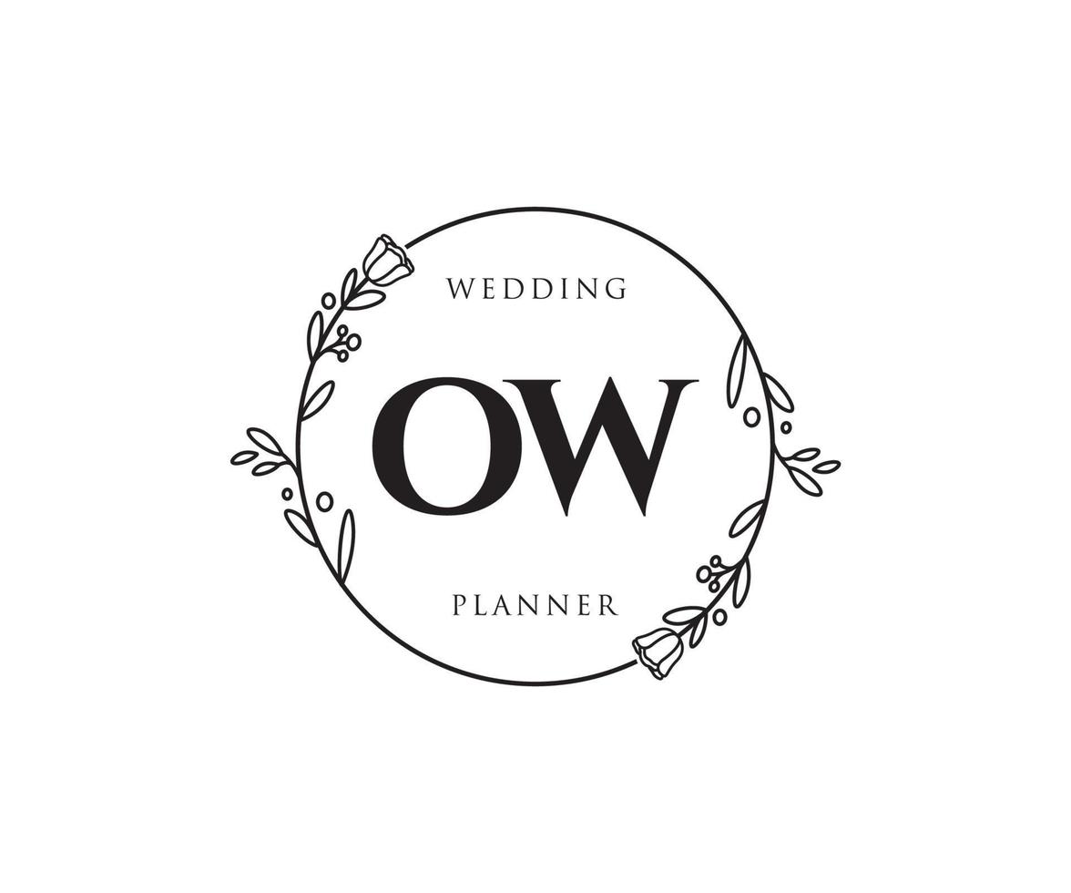 Initial OW feminine logo. Usable for Nature, Salon, Spa, Cosmetic and Beauty Logos. Flat Vector Logo Design Template Element.